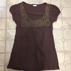 (191) Anxiety Low Cut Brown Top